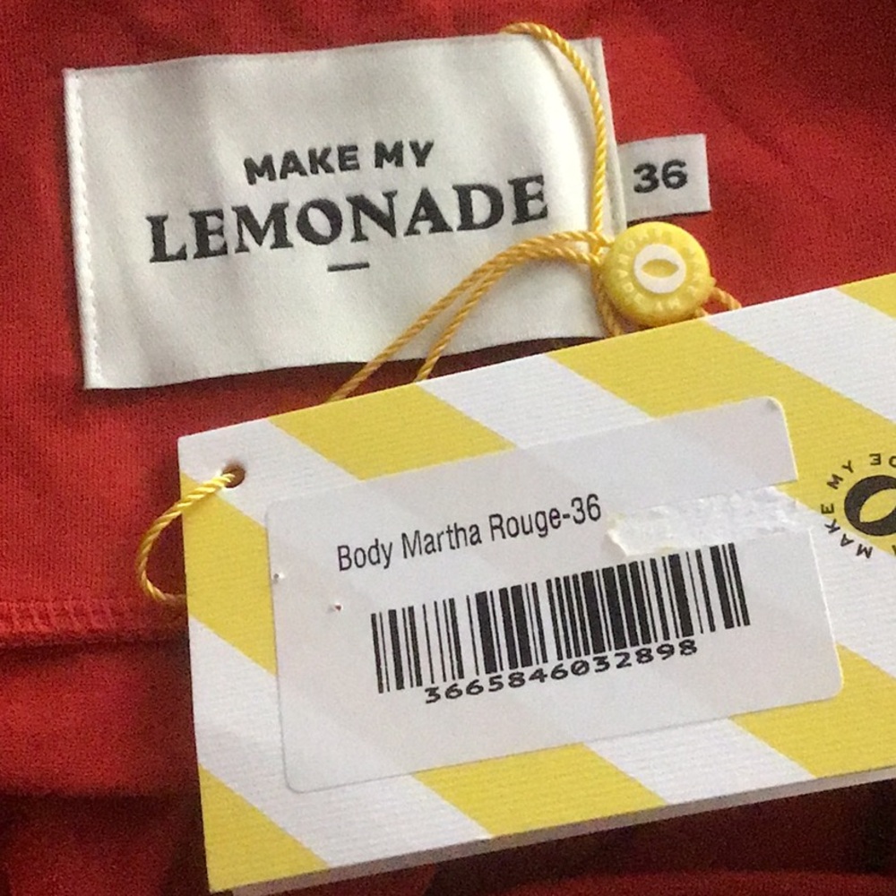 NWT Make My Lemonade Martha Red Off-Shoulder Bodysuit Size Small 36 - Picture 7 of 9
